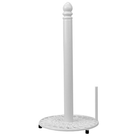 HOME BASICS Sunflower Heavy Weight Cast Iron Free Standing Paper Towel Holder White PH45814